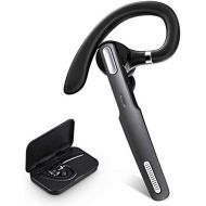 ICOMTOFIT Bluetooth Headset, Wireless Bluetooth Earpiece V5.0 Hands Free Earphones with Built in Mic for Driving/Business/Office, Compatible with iPhone and Android (Gray)