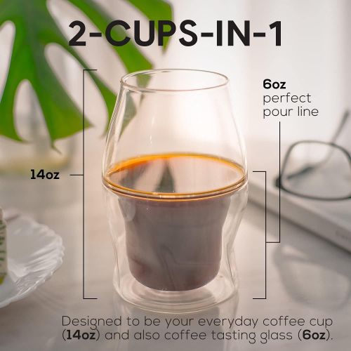  [아마존베스트]ICOSA Living AVENSI Coffee Enhancing Cups Mugs Glasses (Full collection: 3 glasses (VIDA, SENTI, ALTO), Handblown Borosilicate Glass)