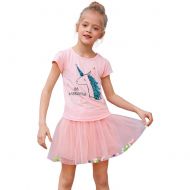 ICOSY Unicorn Tutu Dress Sequin Unicorn Outfits Birthday Party Dress Tutu Skirt Unicorn Costume with Tops Tees 2-6 Years