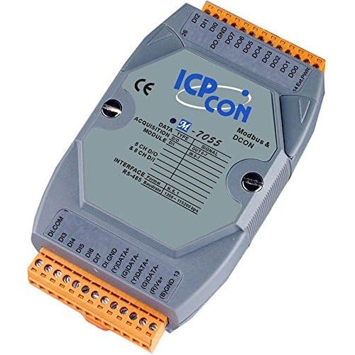  ICP DAS M-7055: 8 Channel Isolated Digital Input and 8 Channel Isolated Digital Output Data Acquisition Module, with DIN Rail Mount and FREE Software for data logging
