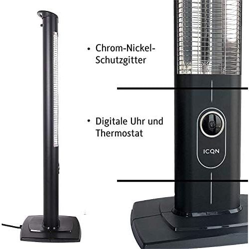  [아마존베스트]ICQN 2300 Watt Standing Heater | 4 Heat Settings with Remote Control and Extension Cable | Carbon Infrared Heater for Indoor and Outdoor Use | Patio Heater | IP20 | Digital Display