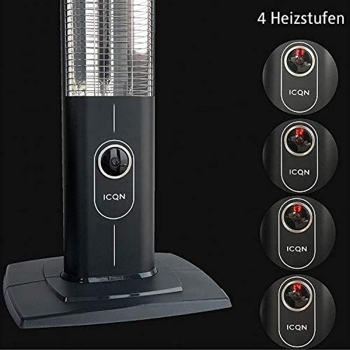  [아마존베스트]ICQN 2300 Watt Standing Heater | 4 Heat Settings with Remote Control and Extension Cable | Carbon Infrared Heater for Indoor and Outdoor Use | Patio Heater | IP20 | Digital Display