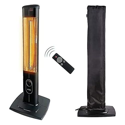  [아마존베스트]ICQN 2300 Watt Standing Heater | 4 Heat Settings with Remote Control and Extension Cable | Carbon Infrared Heater for Indoor and Outdoor Use | Patio Heater | IP20 | Digital Display