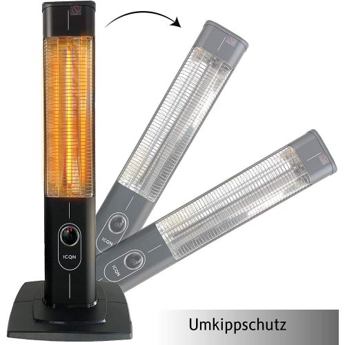  [아마존베스트]ICQN 2300 Watt Standing Heater | 4 Heat Settings with Remote Control and Extension Cable | Carbon Infrared Heater for Indoor and Outdoor Use | Patio Heater | IP20 | Digital Display