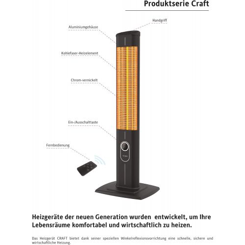  Icqn 2300 Watt Standing Heater, 4 Heat Settings via Remote Control, Carbon Infrared Heater for Indoor and Outdoor Use, Patio Heater, Digital Display