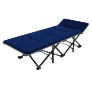 ICampingbed Folding Beach Camping Bed- Comfortable Pillow Part Height Durable 1200D Oxford Fabric, Office Lounger Bed- Easy Set Up for Camp Office Sleeping