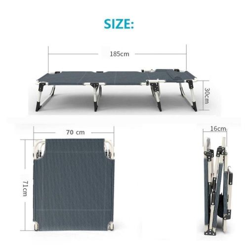  ICampingbed Gray Folding Camping Cots-Backrest 5-Speed Adjustment for Adults Heavy Duty, Portable Camp Sun Lounger- Support 300lbs for Camp Office Sleep