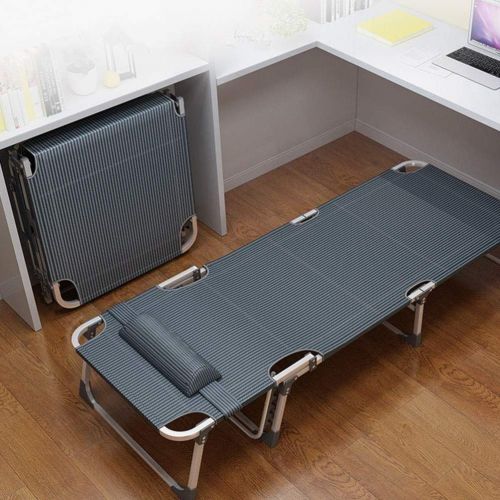  ICampingbed Gray Folding Camping Cots-Backrest 5-Speed Adjustment for Adults Heavy Duty, Portable Camp Sun Lounger- Support 300lbs for Camp Office Sleep