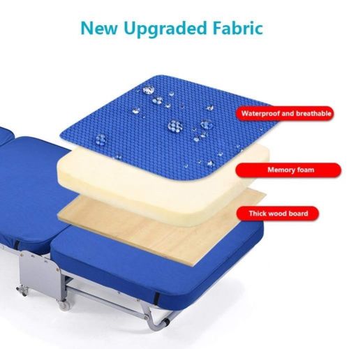  ICampingbed Folding Beach Camping Bed- Comfortable Memory Cotton Mat Backrest Can Be Adjusted, Office Lounger Bed- Adults Kids Camping Traveling Home Lounging Sleeping
