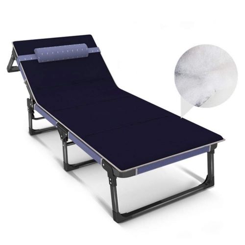  ICampingbed Folding Beach Camping Bed- Comfortable Breathable Teslin Fabric, Office Lounger Bed- Easy Set Up Sloping Support Backrest for Camp Office Sleeping