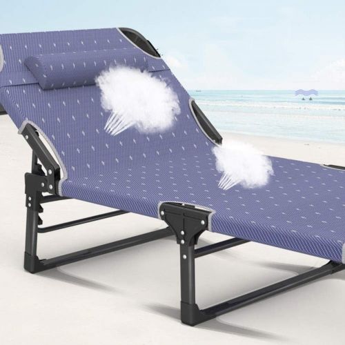  ICampingbed Folding Beach Camping Bed- Comfortable Breathable Teslin Fabric, Office Lounger Bed- Easy Set Up Sloping Support Backrest for Camp Office Sleeping