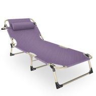ICampingbed Stable Single Bed Aluminium Frame- Oxford 1200D Layer Comfortable Sloping Support Backrest, Office Lounger Bed- Easy Set Up Support 400lbs for Camp Office Sleeping (Color : Purple)