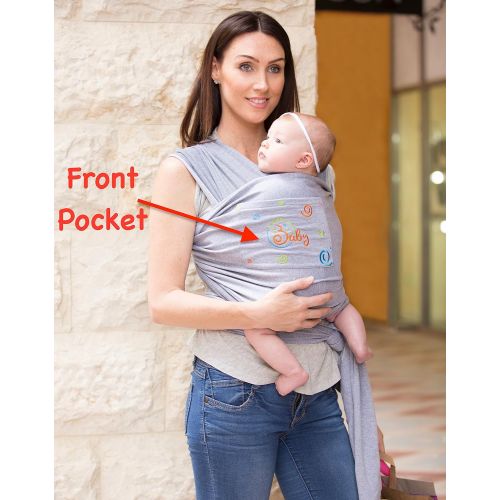  ICarryBaby Newborn, Infant, Baby & Toddler Wrap Carrier Sling & Cover With Front Pocket, Grey. Perfect Baby Shower Gift by iCarryBaby