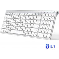 [아마존 핫딜] [아마존핫딜]IClever iClever Bluetooth Keyboard, Multi Device Keyboard Rechargeable Bluetooth 5.1 with Number Pad Ergonomic Design Full Size Stable Connection White Keyboard for iPad, iPhone, Mac, iOS,