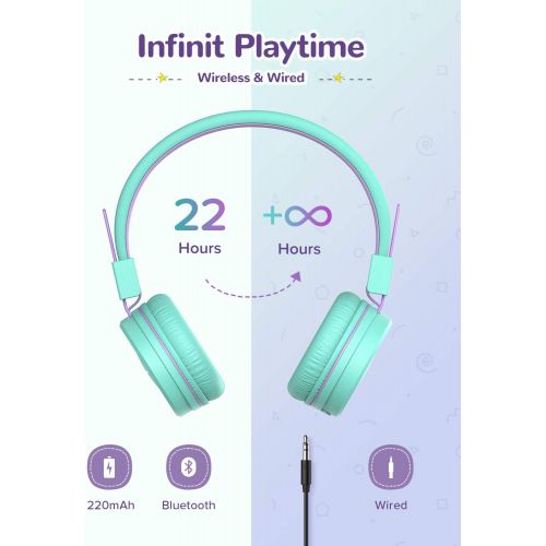  [아마존 핫딜] IClever iClever Kids Bluetooth Headphones - Headphones for Kids with MIC, Volume Control Adjustable Headband, Foldable - Childrens Headphones on Ear for iPad Tablet Kindle Airplane School,