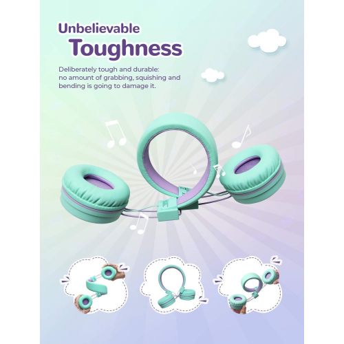  [아마존 핫딜] IClever iClever Kids Bluetooth Headphones - Headphones for Kids with MIC, Volume Control Adjustable Headband, Foldable - Childrens Headphones on Ear for iPad Tablet Kindle Airplane School,