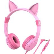 [아마존베스트]IClever [2019 Upgrade]iClever Boostcare Kids Headphones Girls - Cat Ear Hello Kitty Wired Headphones for Kids on Ear, Adjustable 85/94dB Volume Control - Toddler Headphones with MIC for Ki