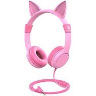 [아마존베스트]IClever iClever Kids Headphones Girls - Cat-Inspired Wired On-Ear Headphones for Kids, 85dB Volume Limiting, Food Grade Silicone, Lightweight, 3.5mm Jack - Comfortable Children Headphones