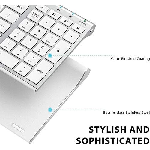  [아마존베스트]iClever BK10 Bluetooth Keyboard, Multi Device Keyboard Rechargeable Bluetooth 5.1 with Number Pad Ergonomic Design Full Size Stable Connection Keyboard for iPad, iPhone, Mac, iOS,