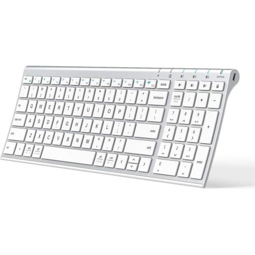  [아마존베스트]iClever BK10 Bluetooth Keyboard, Multi Device Keyboard Rechargeable Bluetooth 5.1 with Number Pad Ergonomic Design Full Size Stable Connection Keyboard for iPad, iPhone, Mac, iOS,