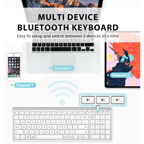  [아마존베스트]iClever BK10 Bluetooth Keyboard, Multi Device Keyboard Rechargeable Bluetooth 5.1 with Number Pad Ergonomic Design Full Size Stable Connection Keyboard for iPad, iPhone, Mac, iOS,