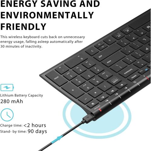  [아마존베스트][2020 Upgraded] iClever BK10 Bluetooth Keyboard, Universal Wireless Keyboard, Rechargeable Bluetooth 5.1 Multi Device Keyboard with Number Pad Full Size Stable Connection for Windo