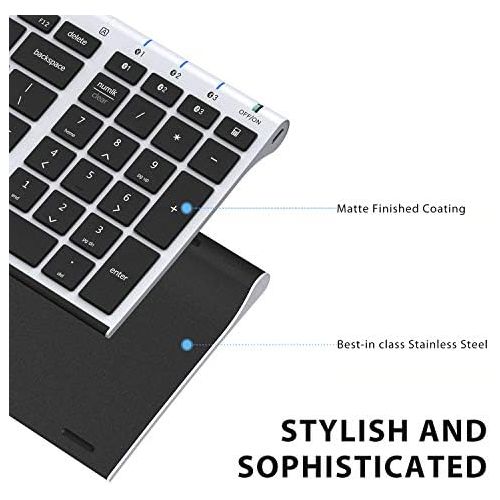  [아마존베스트]iClever BK10 Bluetooth Keyboard, Multi Device Keyboard Rechargeable Bluetooth 5.1 with Number Pad Ergonomic Design Full Size Stable Connection Keyboard for iPad, iPhone, Mac, iOS,
