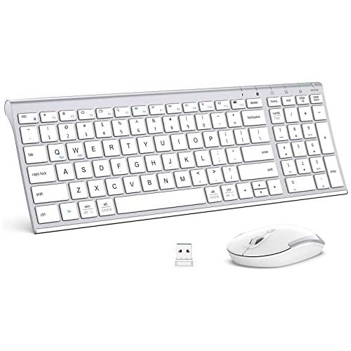  [아마존베스트]iClever GK03 Wireless Keyboard and Mouse Combo - 2.4G Portable Wireless Keyboard Mouse, Rechargeable Battery Ergonomic Design Full Size Slim Thin Stable Connection Adjustable DPI,