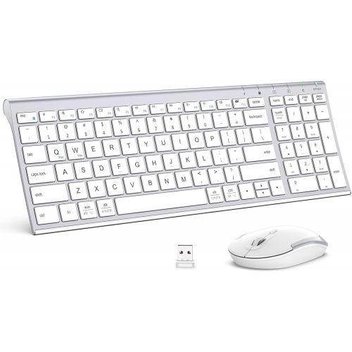  [아마존베스트]iClever GK03 Wireless Keyboard and Mouse Combo - 2.4G Portable Wireless Keyboard Mouse, Rechargeable Battery Ergonomic Design Full Size Slim Thin Stable Connection Adjustable DPI,