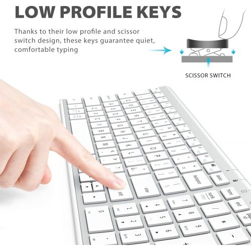  [아마존베스트]iClever GK03 Wireless Keyboard and Mouse Combo - 2.4G Portable Wireless Keyboard Mouse, Rechargeable Battery Ergonomic Design Full Size Slim Thin Stable Connection Adjustable DPI,