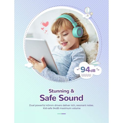  [아마존베스트]iClever BTH02 Kids Headphones, Kids Wireless Headphones with MIC, 22H Playtime, Bluetooth 5.0 & Stereo Sound, Foldable, Adjustable Headband, Childrens Headphones for iPad Tablet Ho