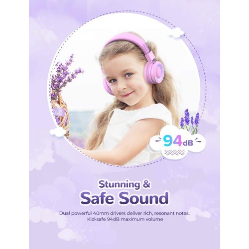  iClever BTH02 Kids Headphones, Kids Wireless Headphones with MIC, 22H Playtime, Bluetooth 5.0 & Stereo Sound, Foldable, Adjustable Headband, Childrens Headphones for iPad Tablet Ho