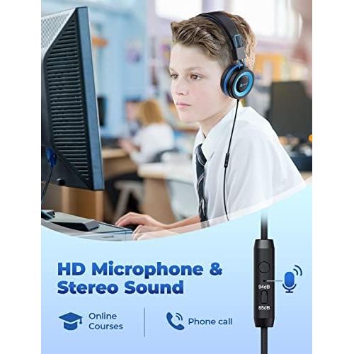 [아마존베스트]IClever Childrens headphones - cable headphones for children, adjustable headband, stereo sound, foldable untangled wires, 3.5 mm aux jack, 94 dB volume limited - children’s headphones on