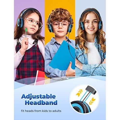  [아마존베스트]IClever Childrens headphones - cable headphones for children, adjustable headband, stereo sound, foldable untangled wires, 3.5 mm aux jack, 94 dB volume limited - children’s headphones on