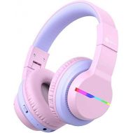 [아마존베스트]iClever Bluetooth Childrens Headphones, Coloured LED Lights, Childrens Headphones Over-Ear with 74/85/94dB Volume Limitation, 40 Hours Playtime, Bluetooth 5.0, Built-in Microphone