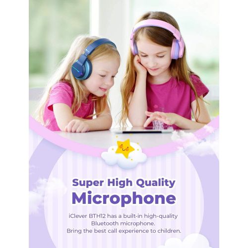  [아마존베스트]iClever Bluetooth Childrens Headphones, Coloured LED Lights, Childrens Headphones Over-Ear with 74/85/94dB Volume Limitation, 40 Hours Playtime, Bluetooth 5.0, Built-in Microphone