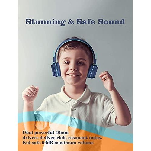  [아마존베스트]iClever Bluetooth Childrens Headphones, Colourful Lights LED, 85 dB Volume Limiter, Foldable, Adjustable, Wireless and Cable, Built-in Microphone for PC, Tablet, Kindle