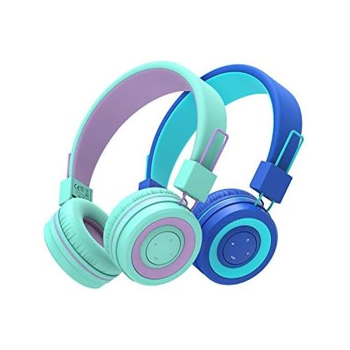  [아마존베스트]iClever 2 Pack Bluetooth Childrens Headphones, Headphones for Children with MIC, Volume Control, Adjustable Headband, Foldable, Childrens Headphones on Ear for School