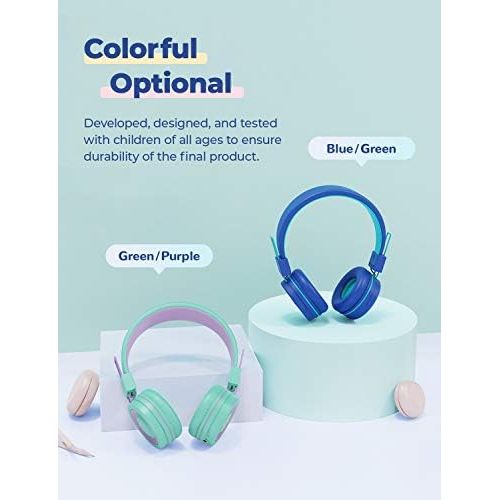  [아마존베스트]iClever 2 Pack Bluetooth Childrens Headphones, Headphones for Children with MIC, Volume Control, Adjustable Headband, Foldable, Childrens Headphones on Ear for School