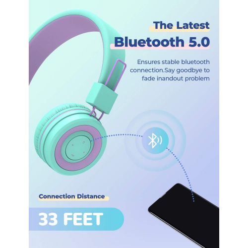  [아마존베스트]iClever 2 Pack Bluetooth Childrens Headphones, Headphones for Children with MIC, Volume Control, Adjustable Headband, Foldable, Childrens Headphones on Ear for School