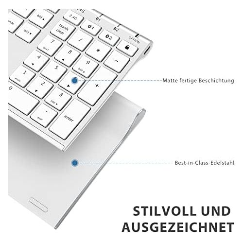  [아마존베스트]IClever Bluetooth Keyboard - Wireless Keyboard Rechargeable Bluetooth + Bluetooth + 2.4G 3 Channel Keyboard, Ultra Slim Dual Mode Keyboard in Full Size for Mac, iPhone, Windows, Android, i