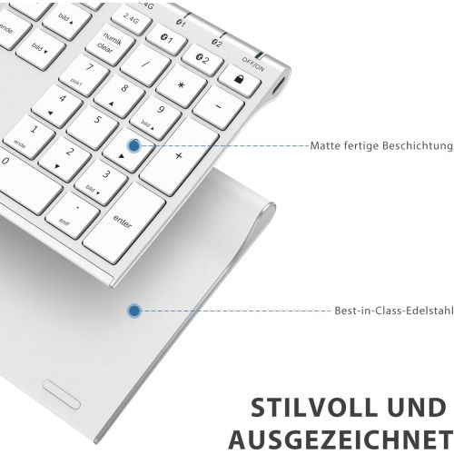 [아마존베스트]IClever Bluetooth Keyboard - Wireless Keyboard Rechargeable Bluetooth + Bluetooth + 2.4G 3 Channel Keyboard, Ultra Slim Dual Mode Keyboard in Full Size for Mac, iPhone, Windows, Android, i