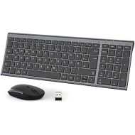 [아마존베스트]iClever GK03 2.4G Keyboard Mouse Set Wireless Aluminium Wireless Slim Keyboard QWERTZ Layout (German Language) for Computer/Desktop/PC/Laptop/Surface/Smart TV and Windows 10/8/7/Vi