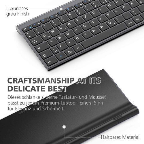  [아마존베스트]iClever GK03 2.4G Keyboard Mouse Set Wireless Aluminium Wireless Slim Keyboard QWERTZ Layout (German Language) for Computer/Desktop/PC/Laptop/Surface/Smart TV and Windows 10/8/7/Vi