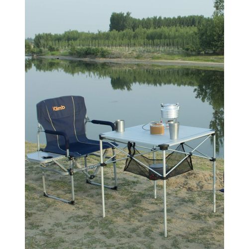  iClimb Lightweight Stable Aluminum Folding Square Table 4 Person Roll Up Top with Carry Bag for Camping, Picnic, Backyards, BBQ