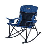 iClimb Padded Folding Rocking Chair Heavy Duty Camping Patio Porch Backyard Lawn Garden Balcony Rocker Indoor Outdoor with Carry Bag