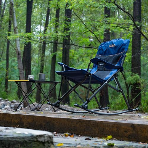  iClimb Padded Folding Rocking Chair Heavy Duty Camping Patio Porch Backyard Lawn Garden Balcony Rocker Indoor Outdoor with Carry Bag