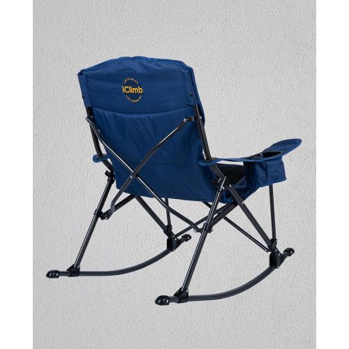  iClimb Padded Folding Rocking Chair Heavy Duty Camping Patio Porch Backyard Lawn Garden Balcony Rocker Indoor Outdoor with Carry Bag