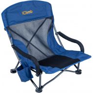 iClimb Low Wide Beach Camping Folding Chair with Side Pocket and Carry Bag (1, Navy)