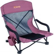 iClimb Low Wide Beach Camping Folding Chair with Side Pocket and Carry Bag (1, Dry Rose)